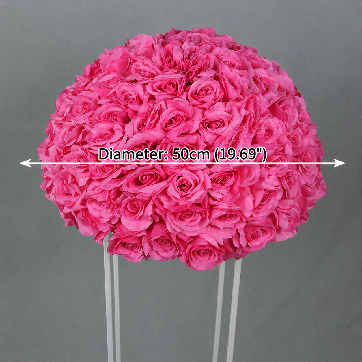 Artificial Rose Half Ball for Wedding Arch Decor, Hot Pink 19.69 IN / 50CM Diameter