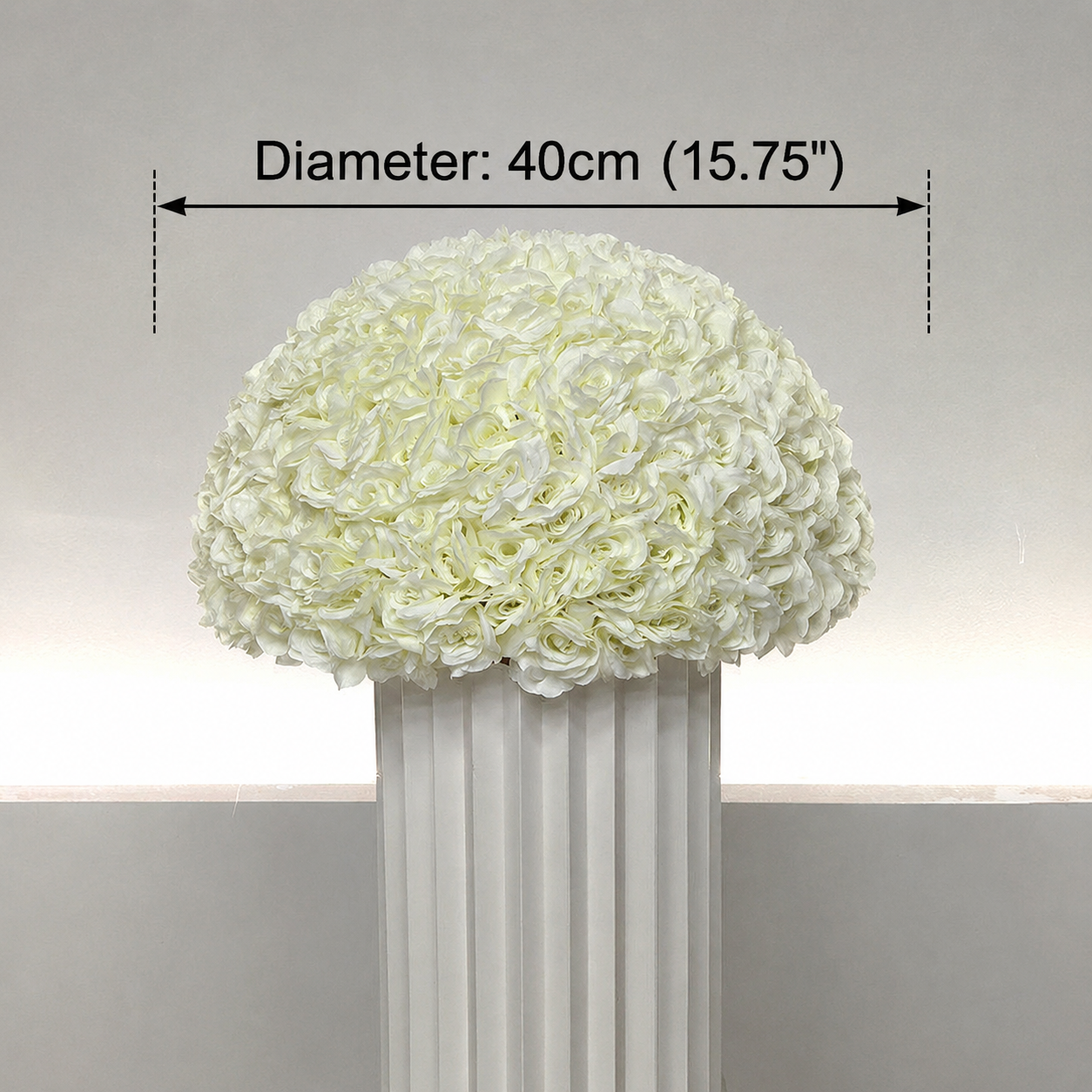 Artificial Rose Half Ball for Wedding Arch Decor, Ivory White