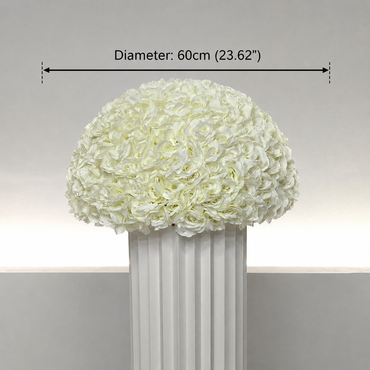 Artificial Rose Half Ball for Wedding Arch Decor, Ivory White Diameter 23.62 in / 60 cm