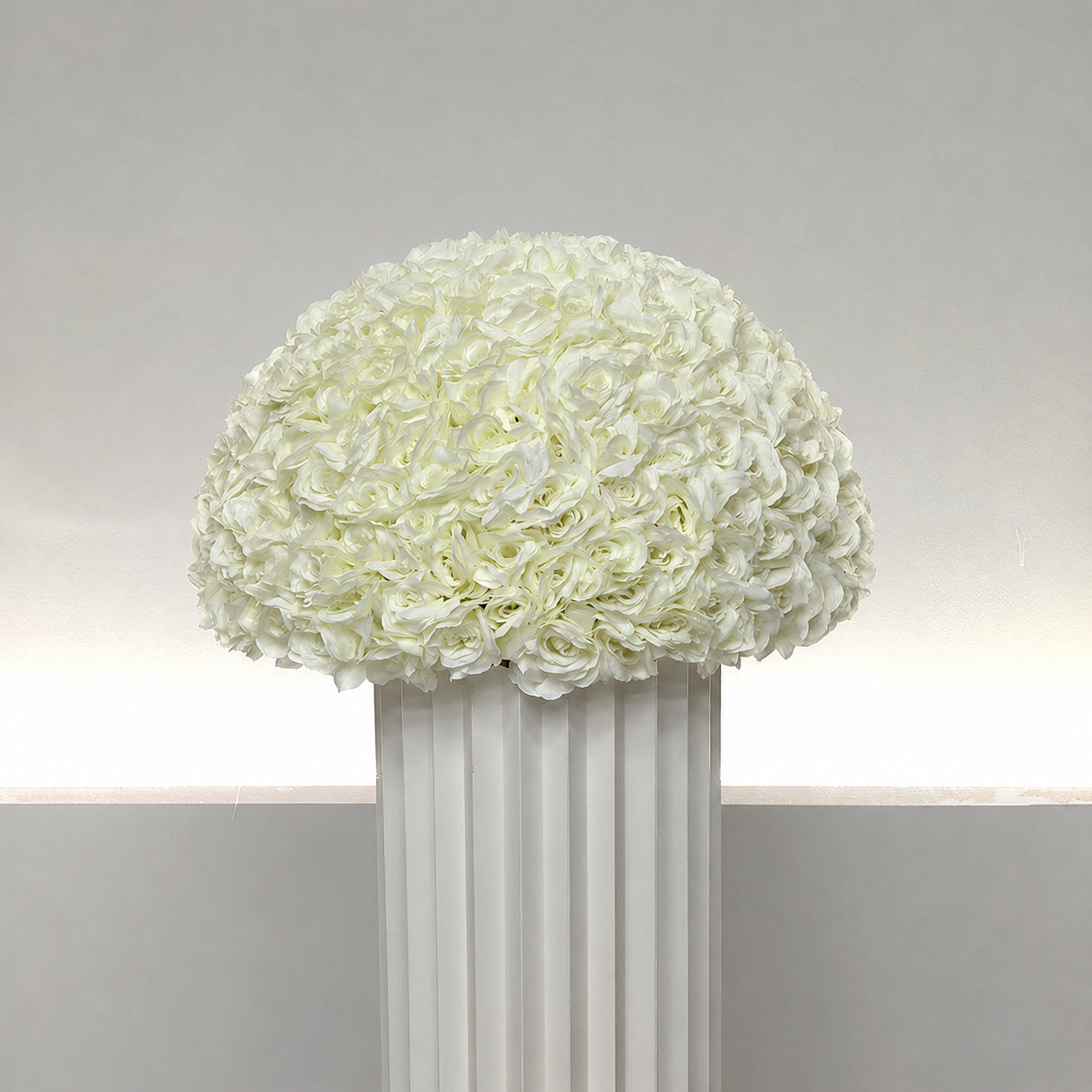 Artificial Rose Half Ball for Wedding Arch Decor, Ivory White