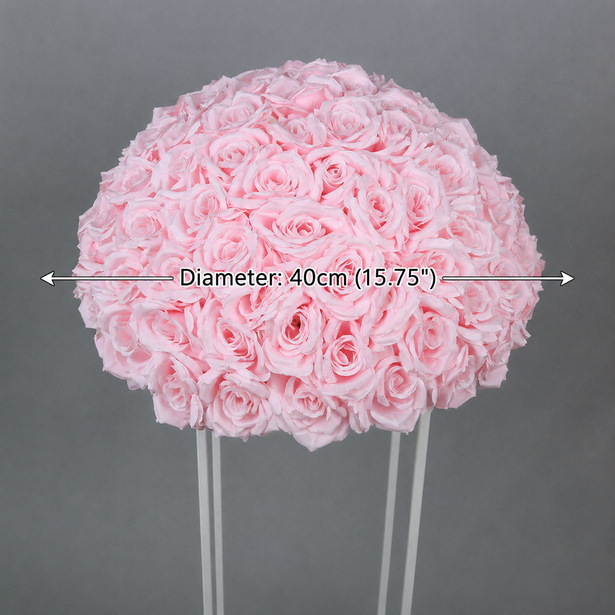 Artificial Rose Half Ball for Wedding Arch Decor, Blush Pink, 15.75 in / 40 cm