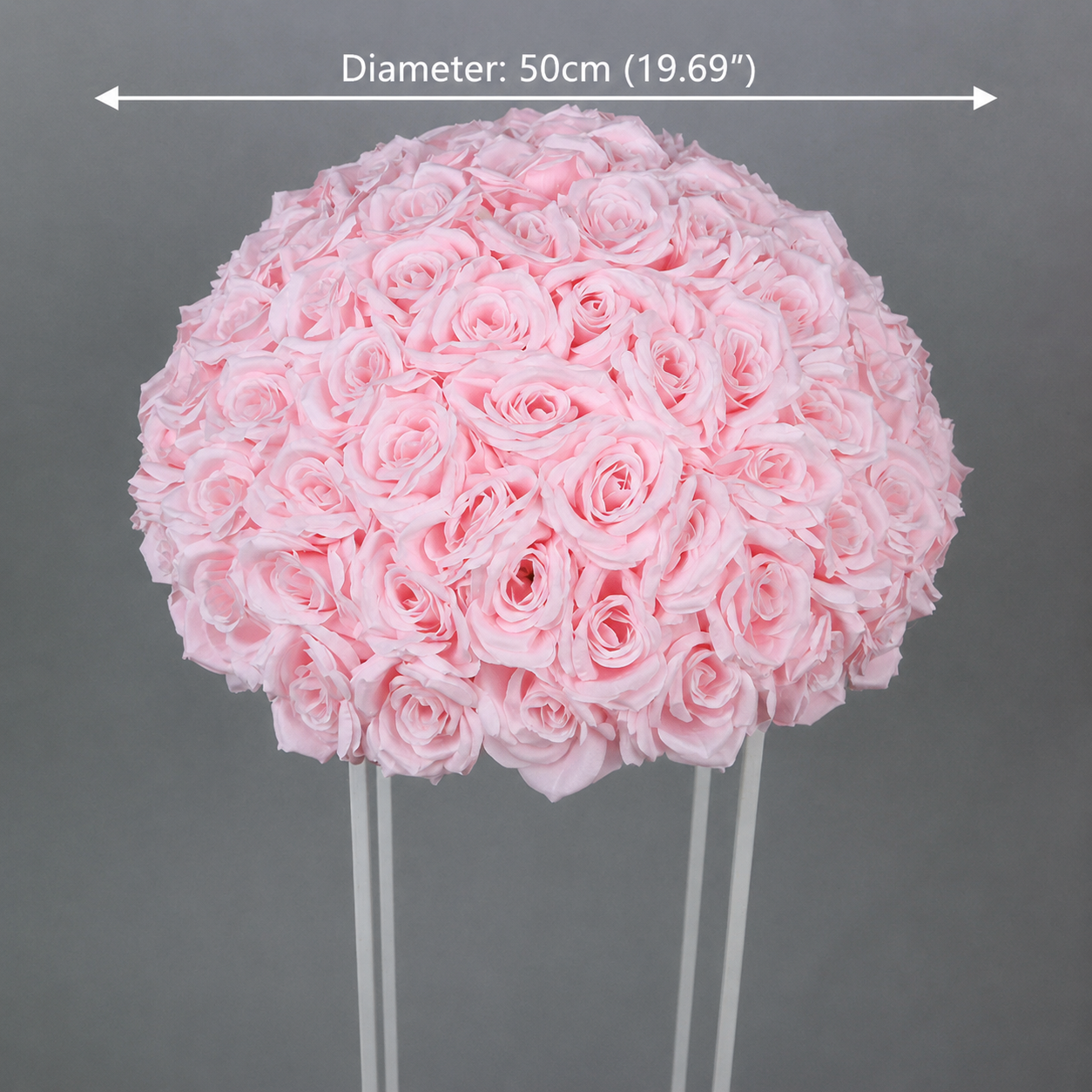 Artificial Rose Half Ball for Wedding Arch Decor, Blush Pink, 19.69 in / 50 cm