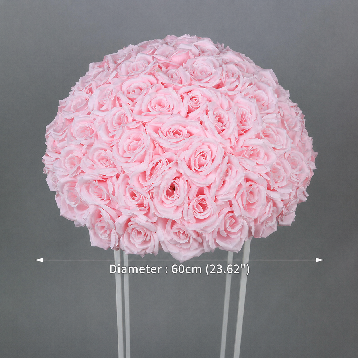 Artificial Rose Half Ball for Wedding Arch Decor, Blush Pink, Diameter 23.62 in / 60 cm