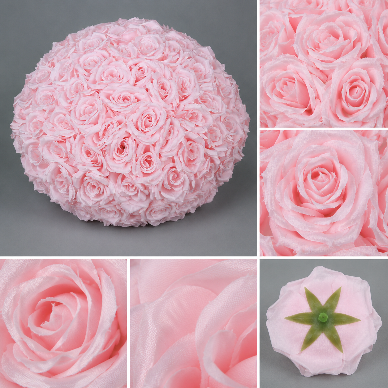 Artificial Rose Half Ball for Wedding Arch Decor, Blush Pink, 15.75 in / 40 cm