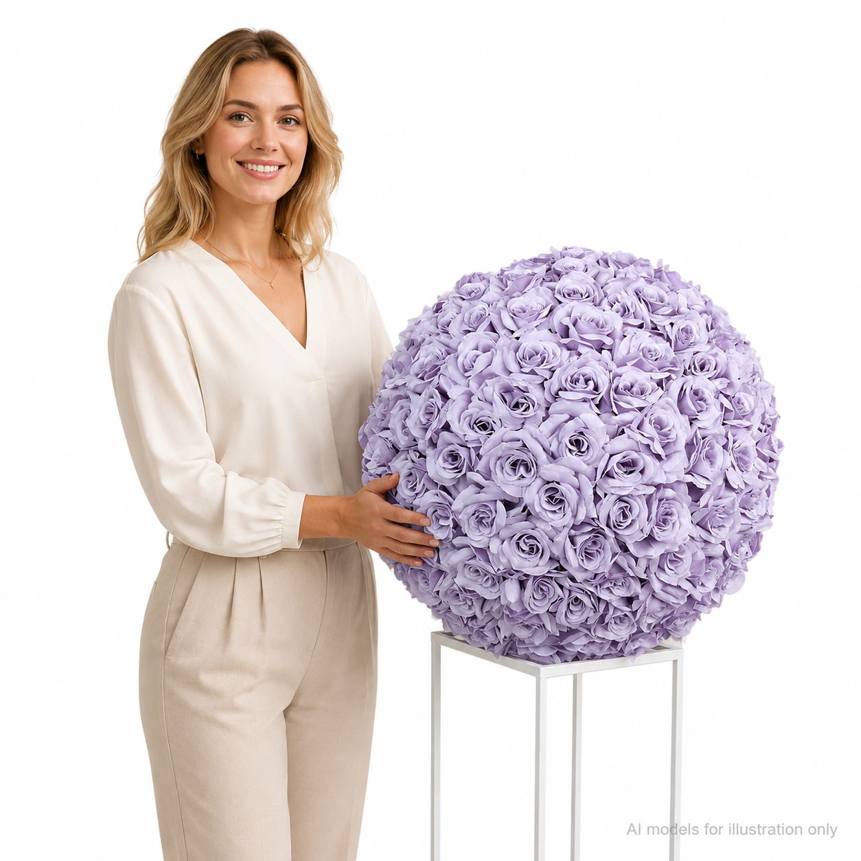 Artificial Rose Flower Ball, Wedding Arch Decor, Lavender, 40CM