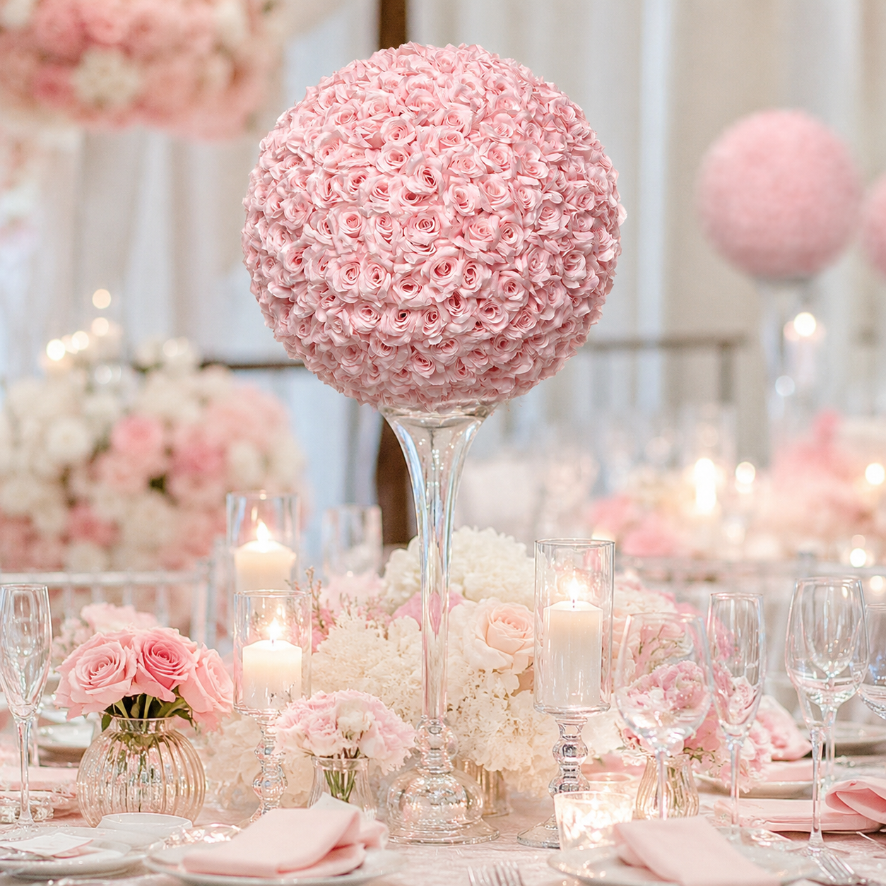 Artificial Rose Flower Ball, Wedding Arch Decor, Blush Pink, 40CM