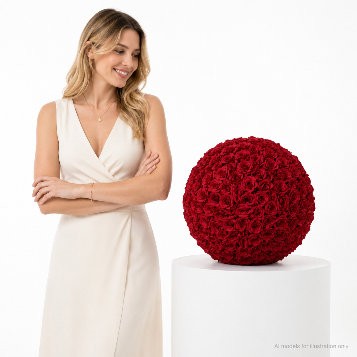 Artificial Rose Flower Ball, Wedding Arch Decor, Dark Red, 40CM