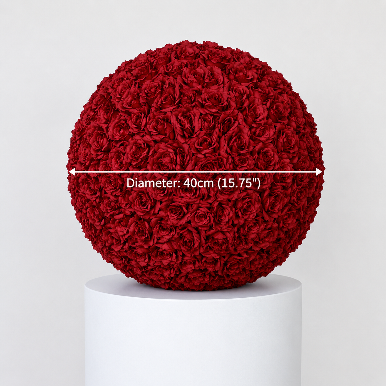 Artificial Rose Flower Ball, Wedding Arch Decor, Dark Red, 40CM