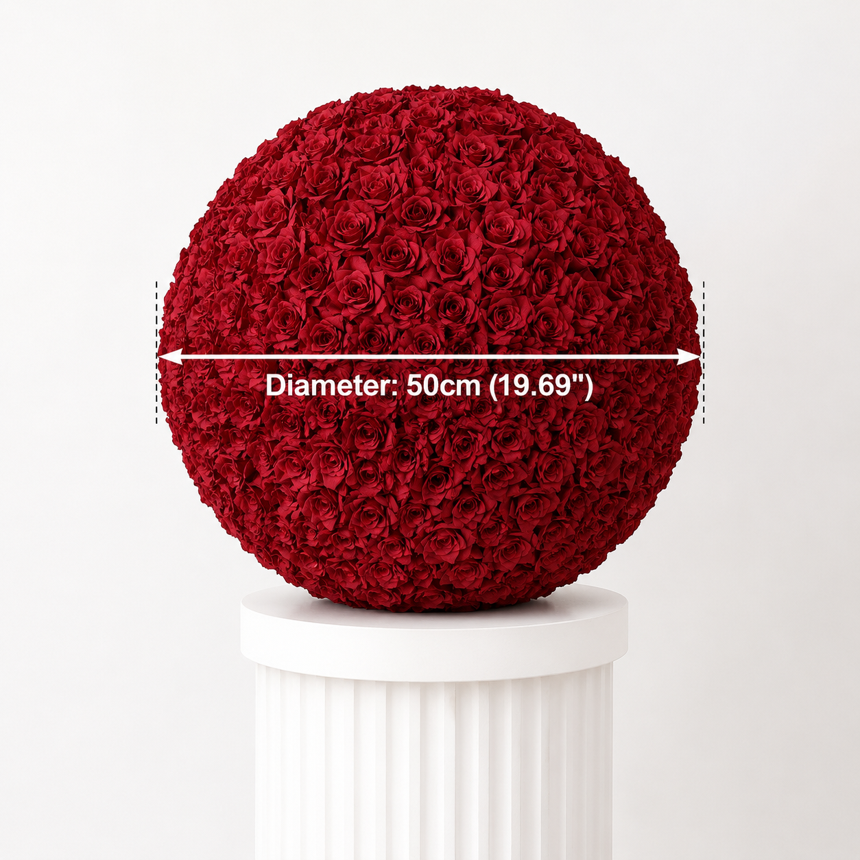  Artificial Rose Flower Ball, Wedding Arch Decor, Dark Red, 50CM
