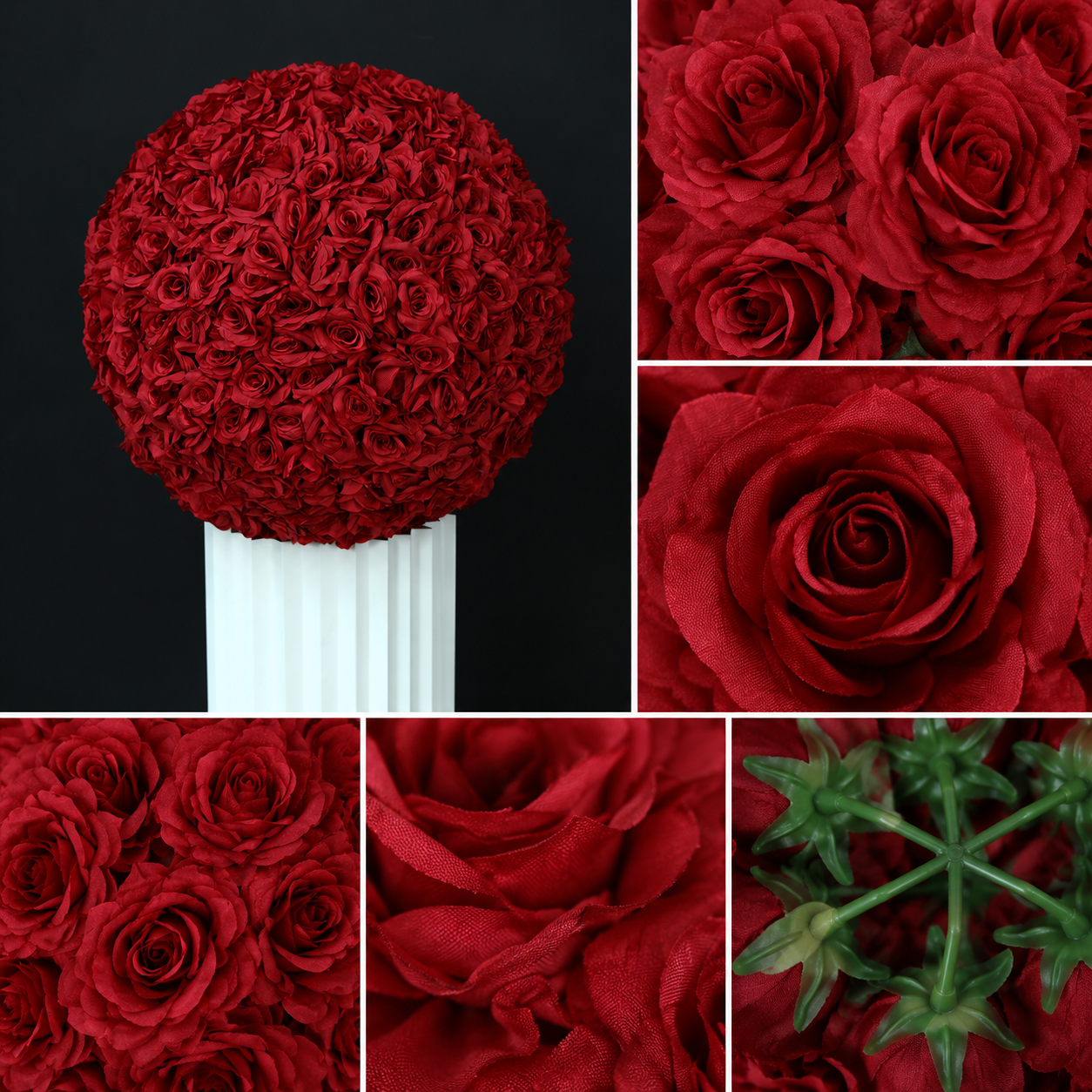 Artificial Rose Flower Ball, Wedding Arch Decor, Dark Red, 40CM