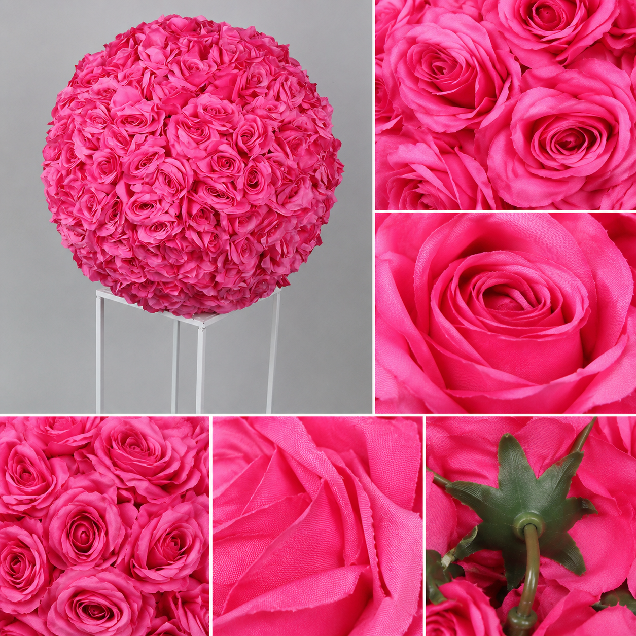 Artificial Rose Flower Ball, Wedding Arch Decor, Hot Pink, 40CM