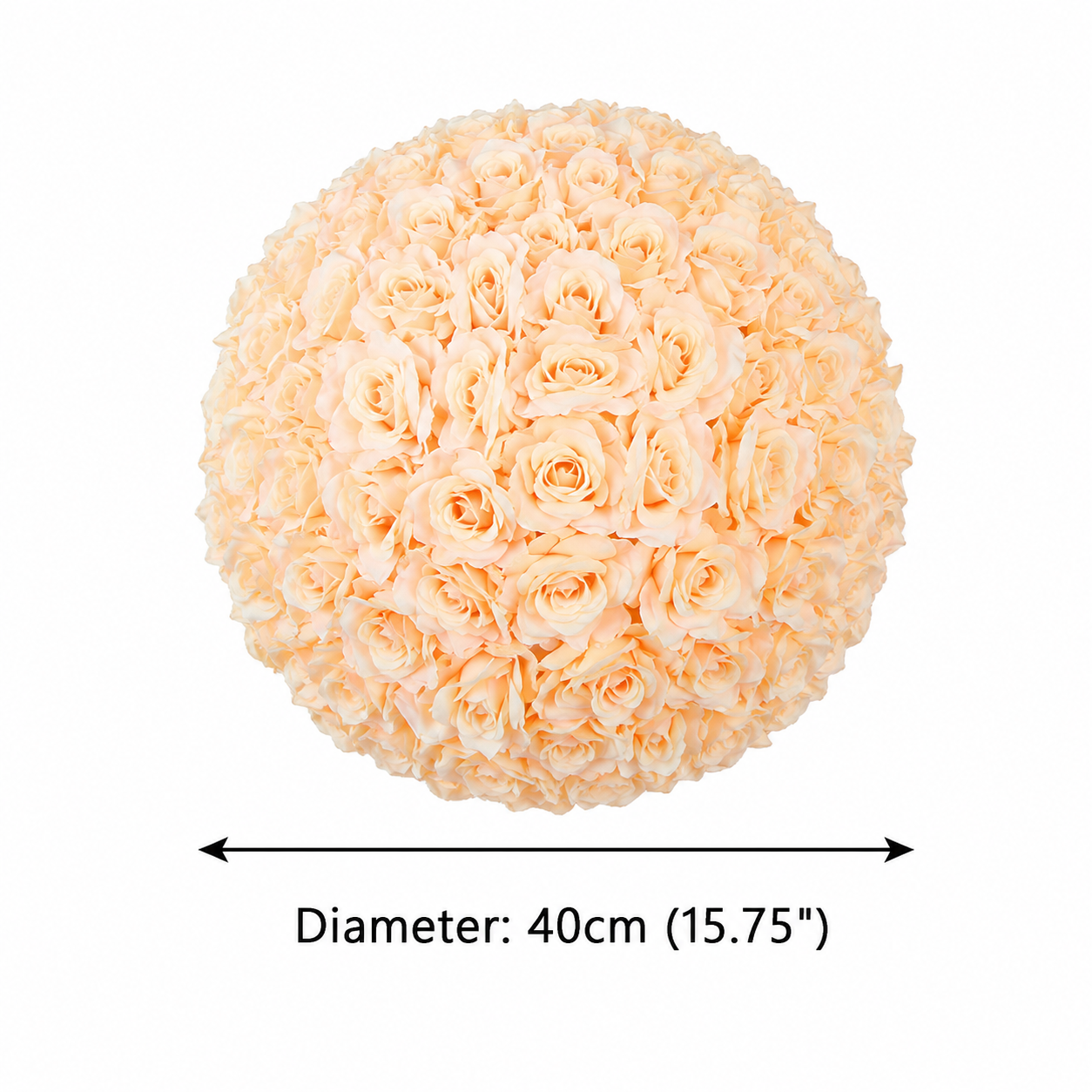 Artificial Rose Flower Ball, Wedding Arch Decor, Champagne, 40CM