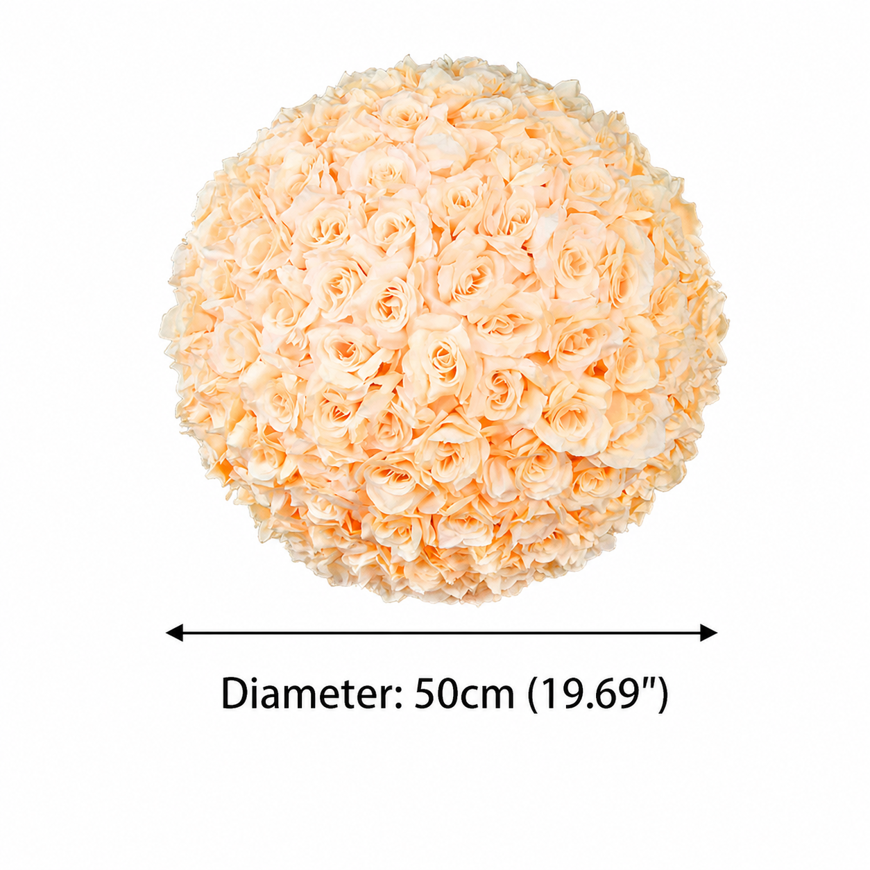 Artificial Rose Flower Ball, Wedding Arch Decor, Champagne, 50CM