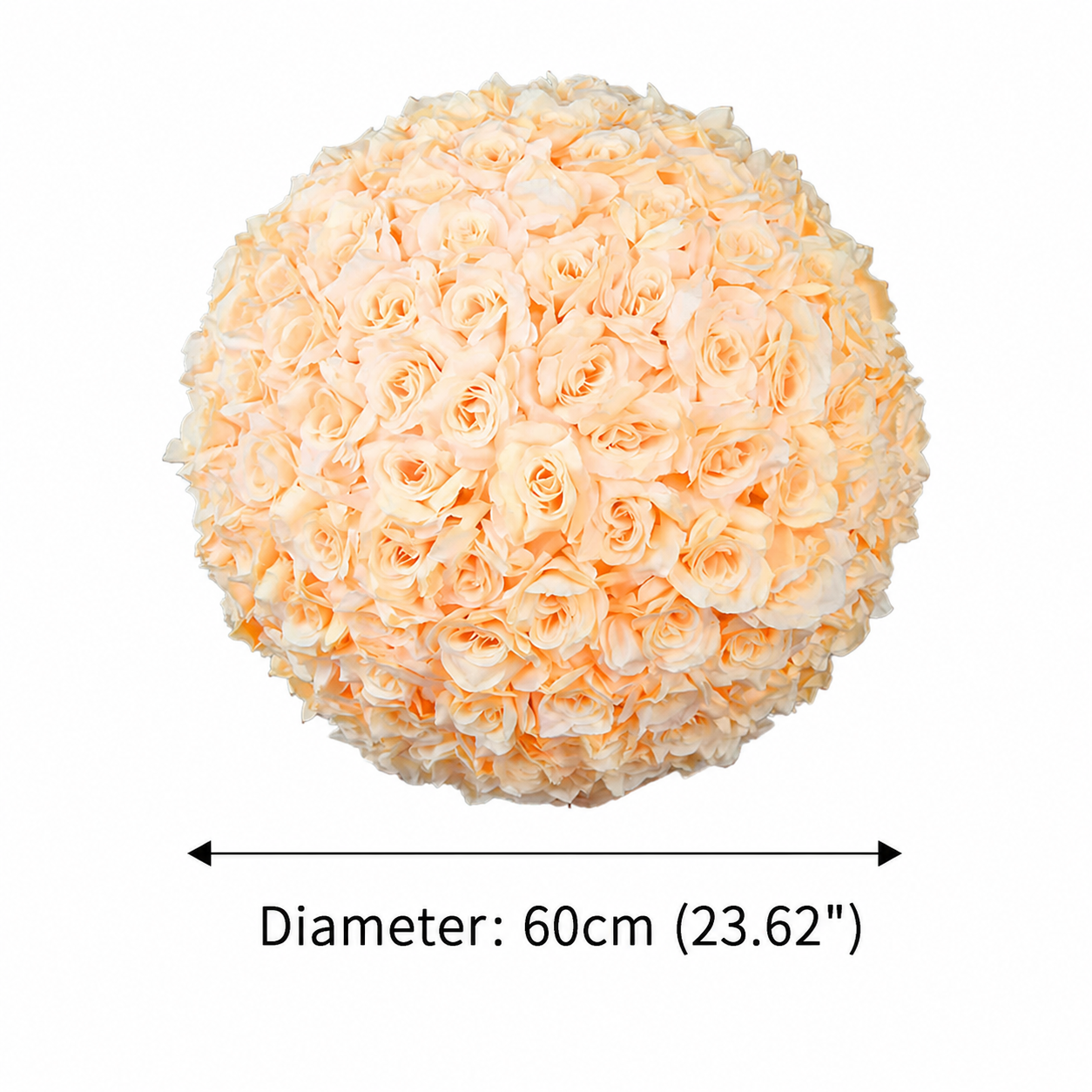 Artificial Rose Flower Ball, Wedding Arch Decor, Champagne, 60CM