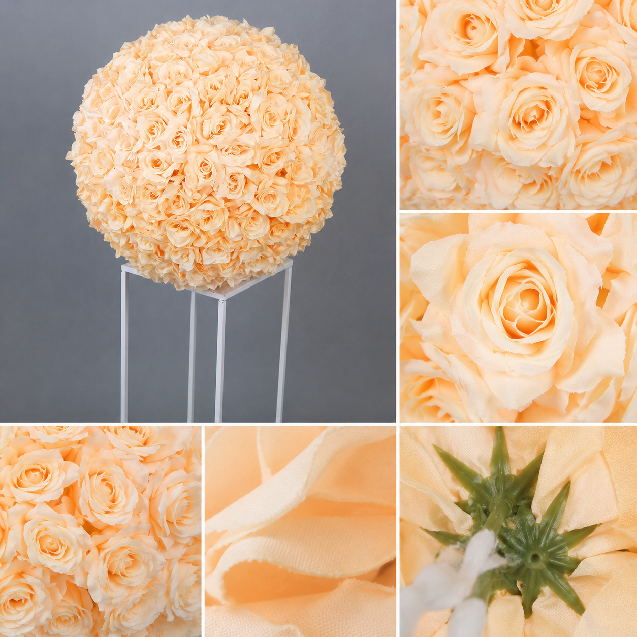 Artificial Rose Flower Ball, Wedding Arch Decor, Champagne, 40CM