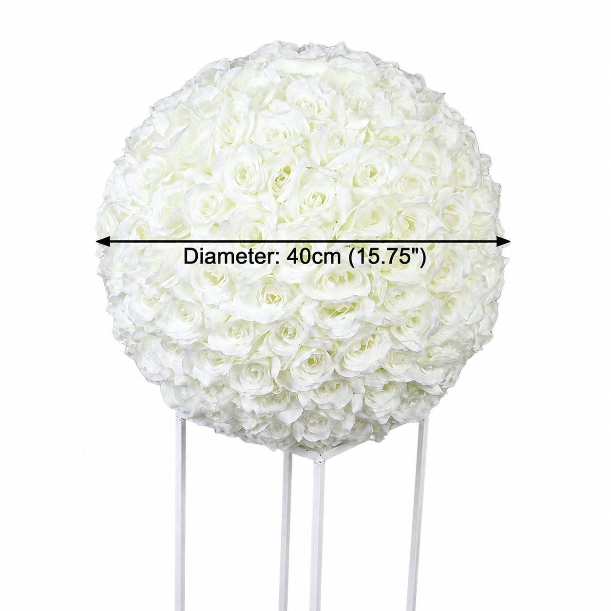 Artificial Rose Flower Ball, Wedding Arch Decor, Ivory White, 40CM