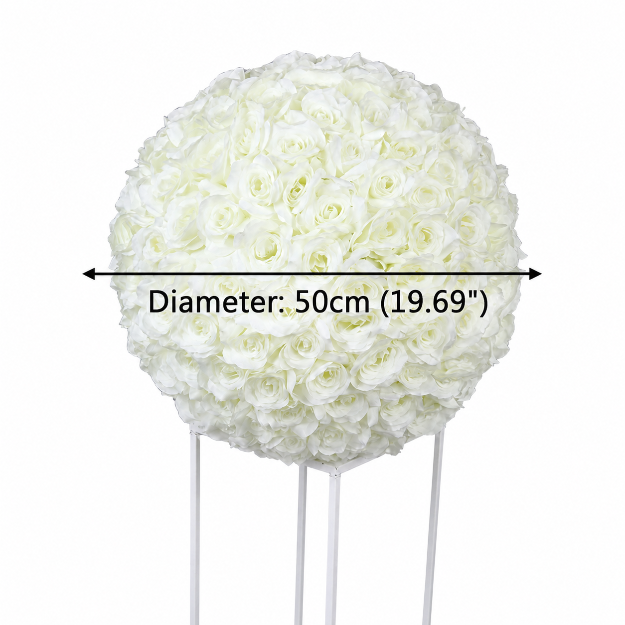 Artificial Rose Flower Ball, Wedding Arch Decor, Ivory White, 50CM