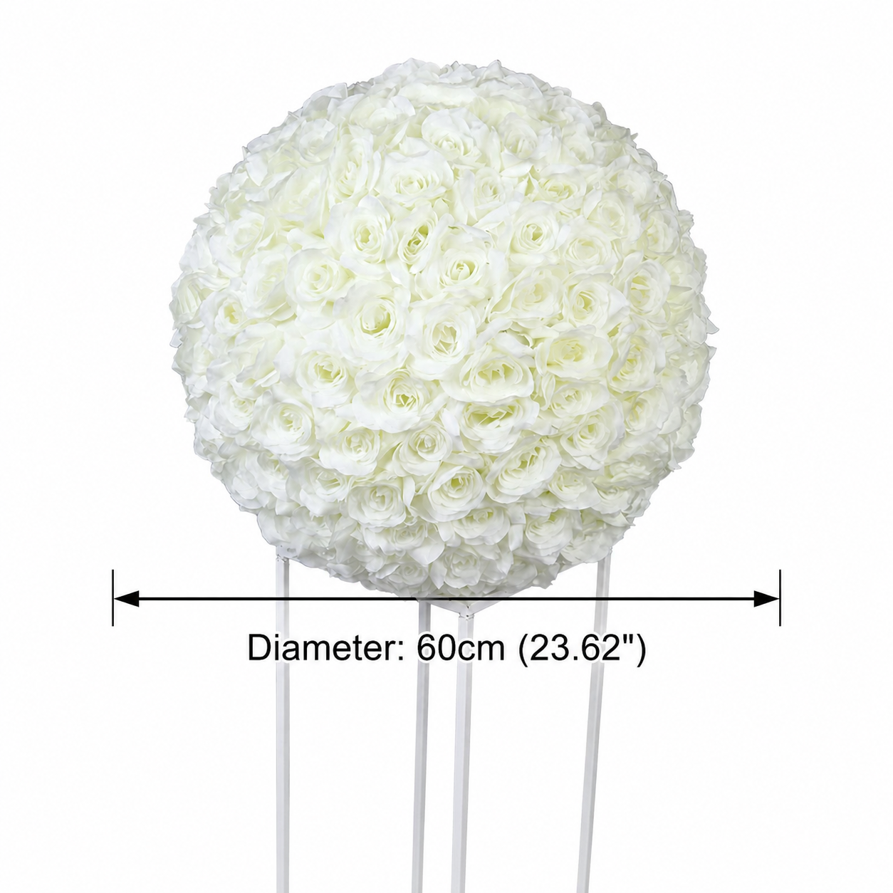  Artificial Rose Flower Ball, Wedding Arch Decor, Ivory White, 60CM
