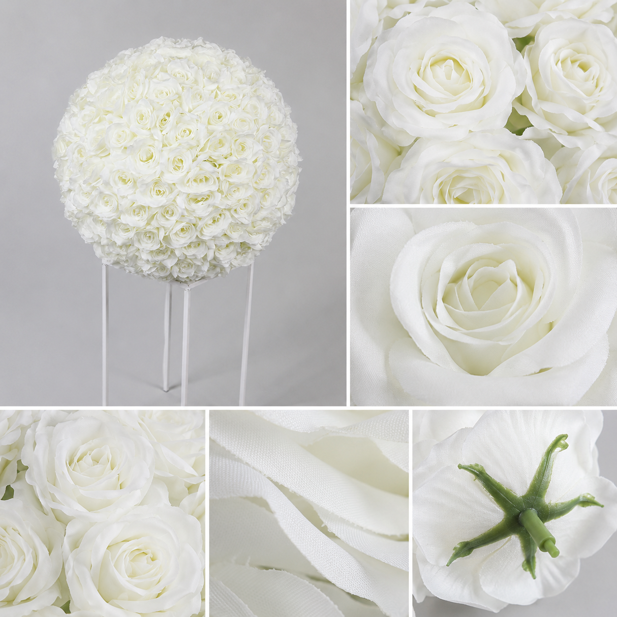 Artificial Rose Flower Ball, Wedding Arch Decor, Ivory White, 50CM