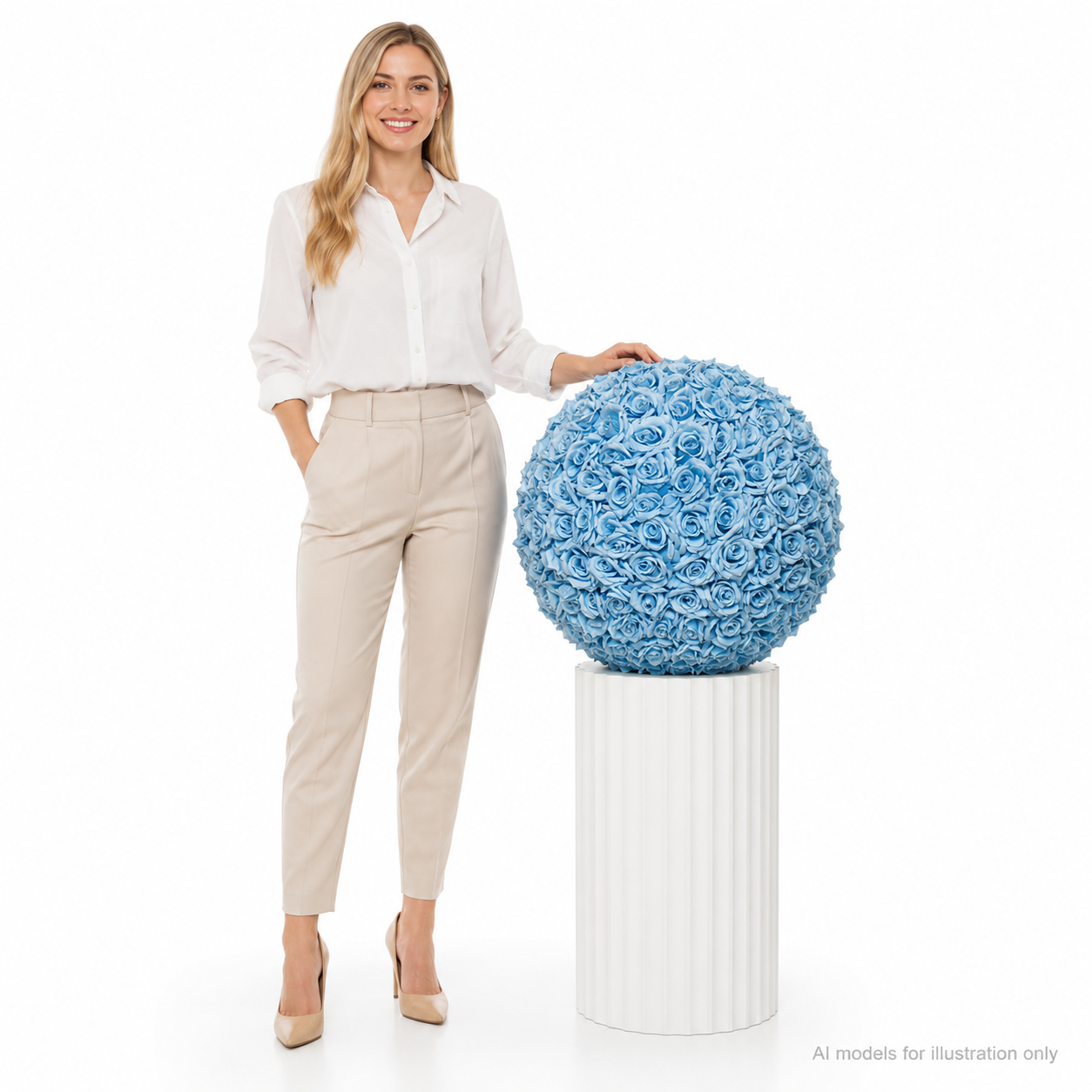 Artificial Rose Flower Ball, Wedding Arch Decor, Light Blue, 60CM