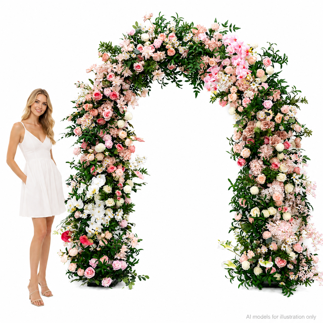 Artificial Floral Arch with Stand, Blush Pink Garden Wedding Decor