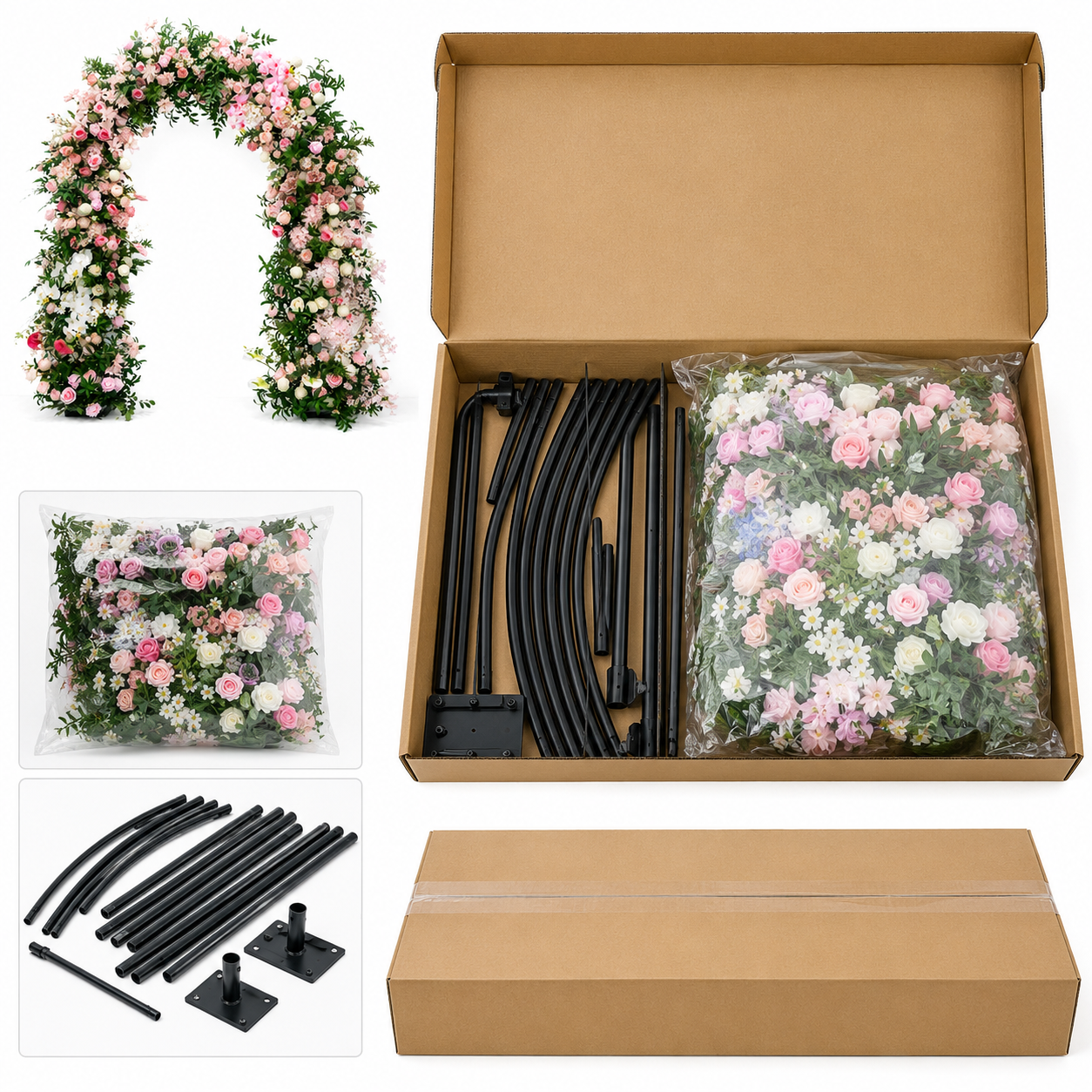 Artificial Floral Arch with Stand, Blush Pink Garden Wedding Decor