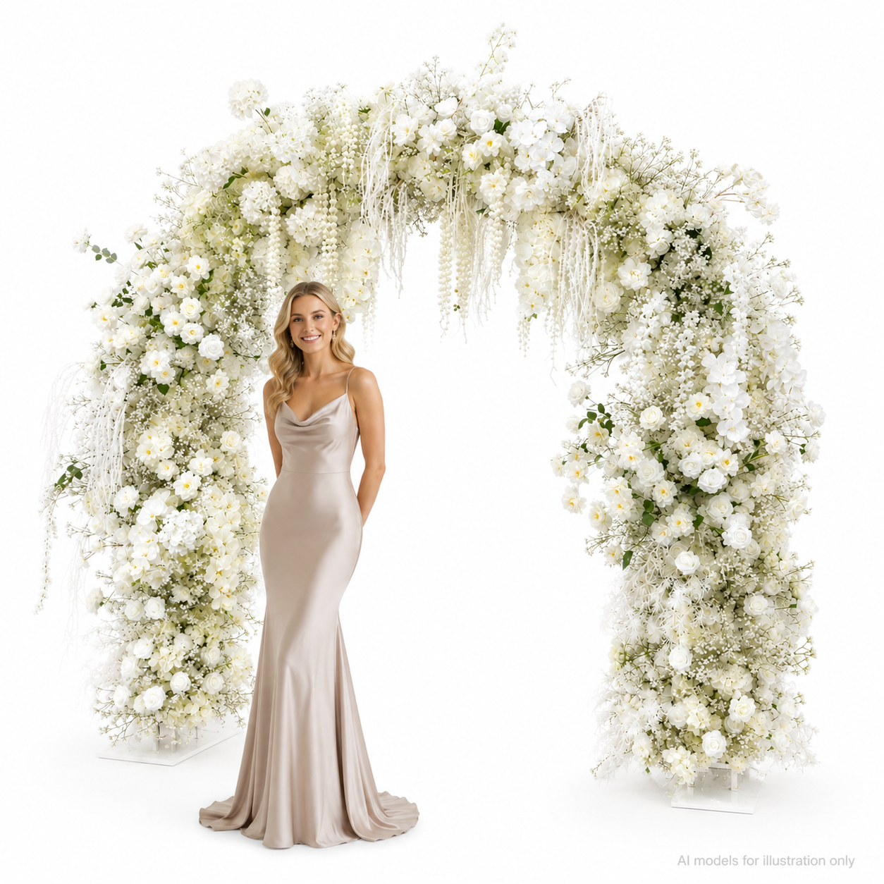 Artificial Floral Arch Decoration with Matching Stand White Wisteria