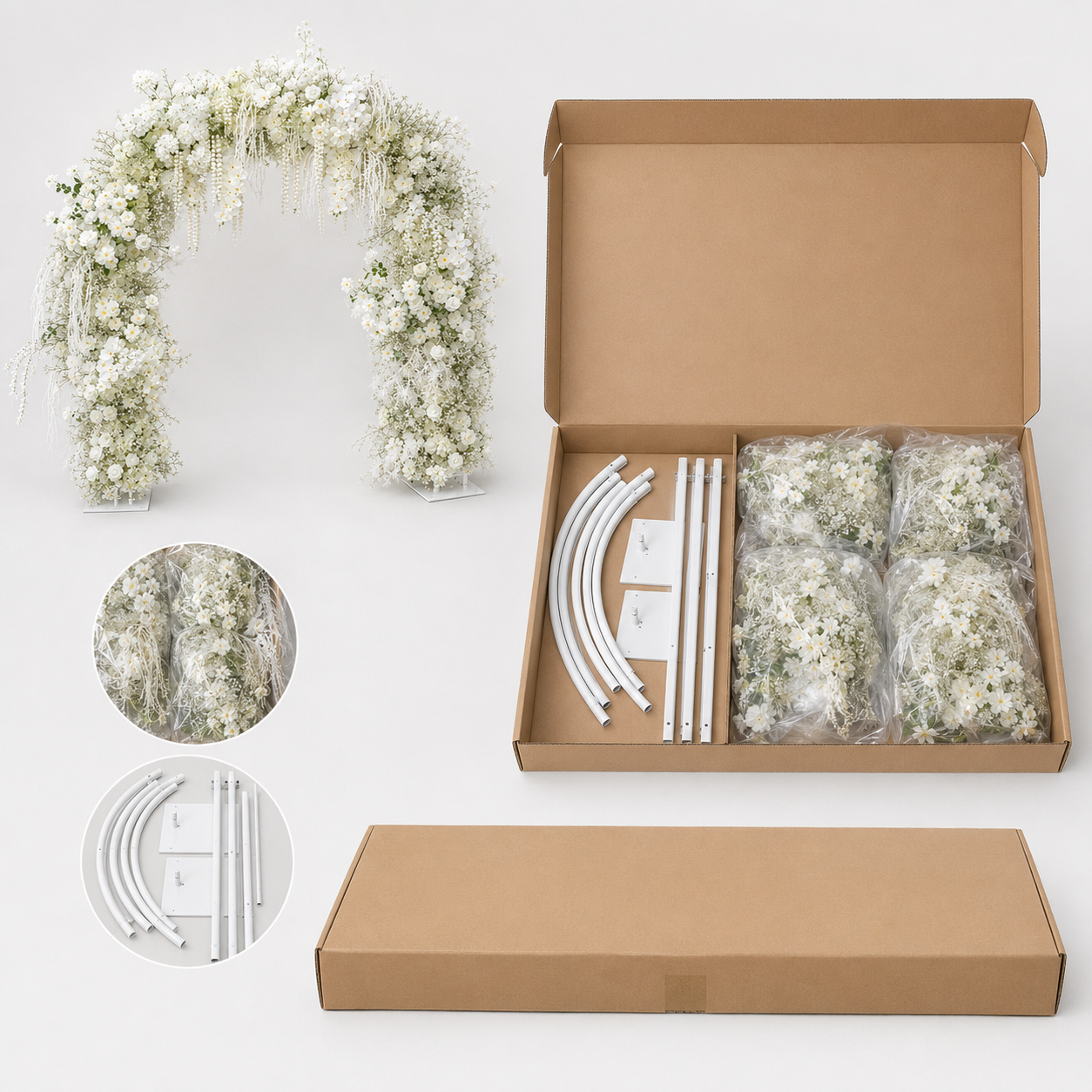 Artificial Floral Arch Decoration with Matching Stand White Wisteria