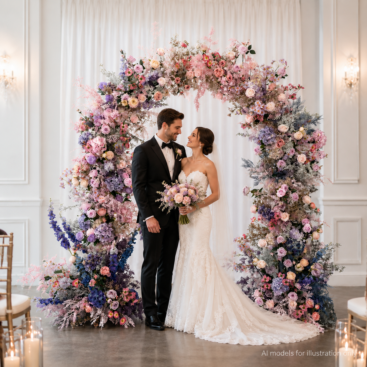  Artificial Floral Arch Decoration with Matching Stand Lavender Fairy Garden