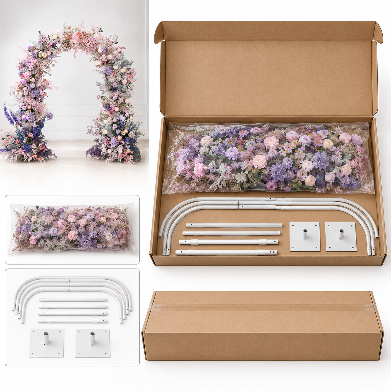  Artificial Floral Arch Decoration with Matching Stand Lavender Fairy Garden