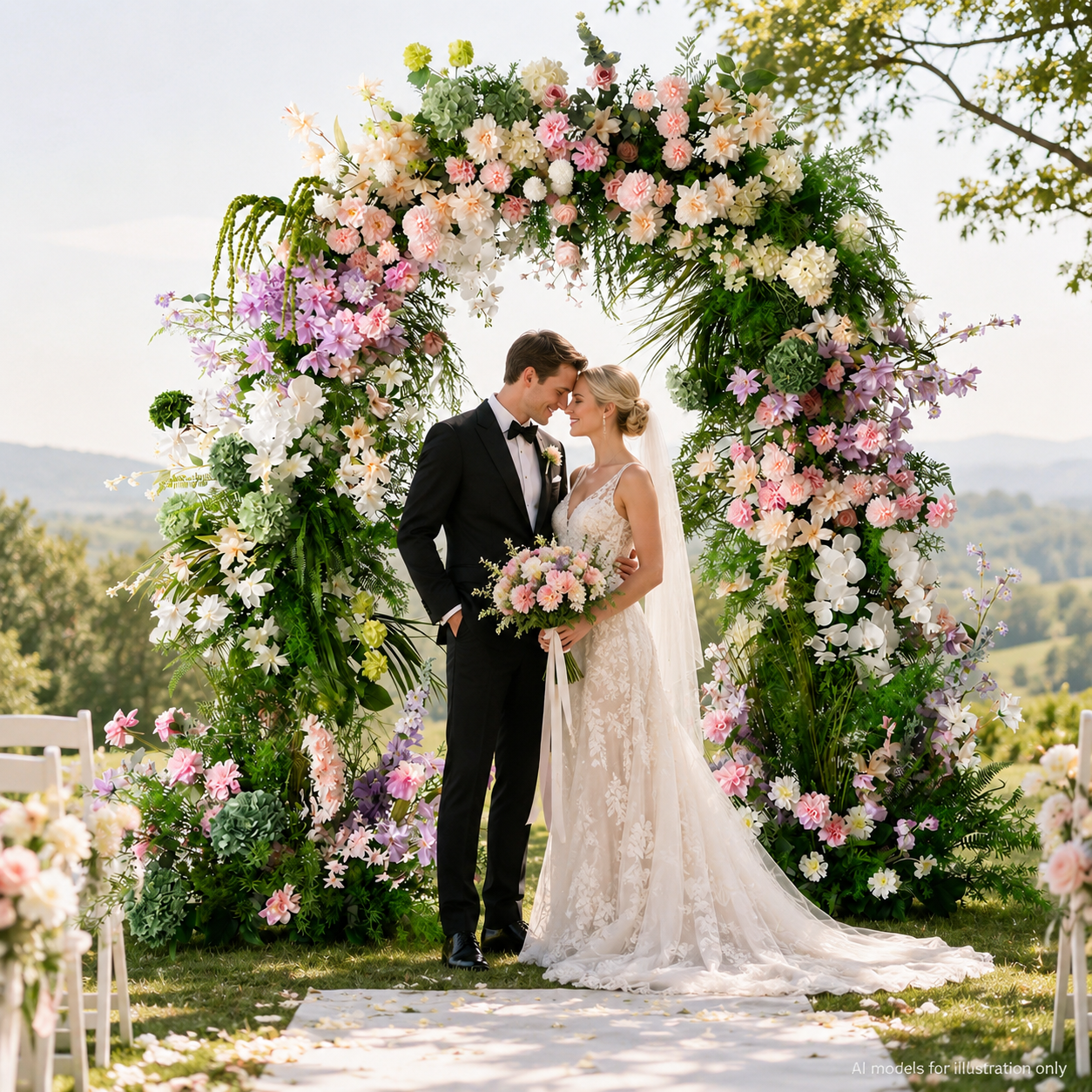 Artificial Floral Arch Decoration with Matching Stand Sage Blush Garden