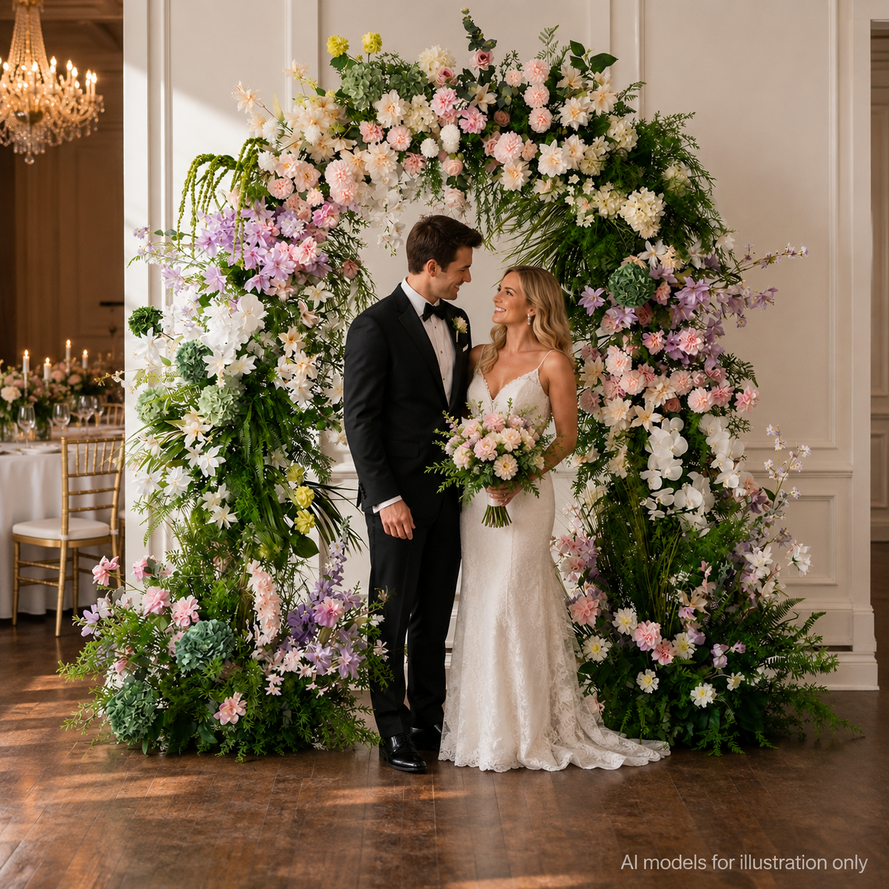 Artificial Floral Arch Decoration with Matching Stand Sage Blush Garden