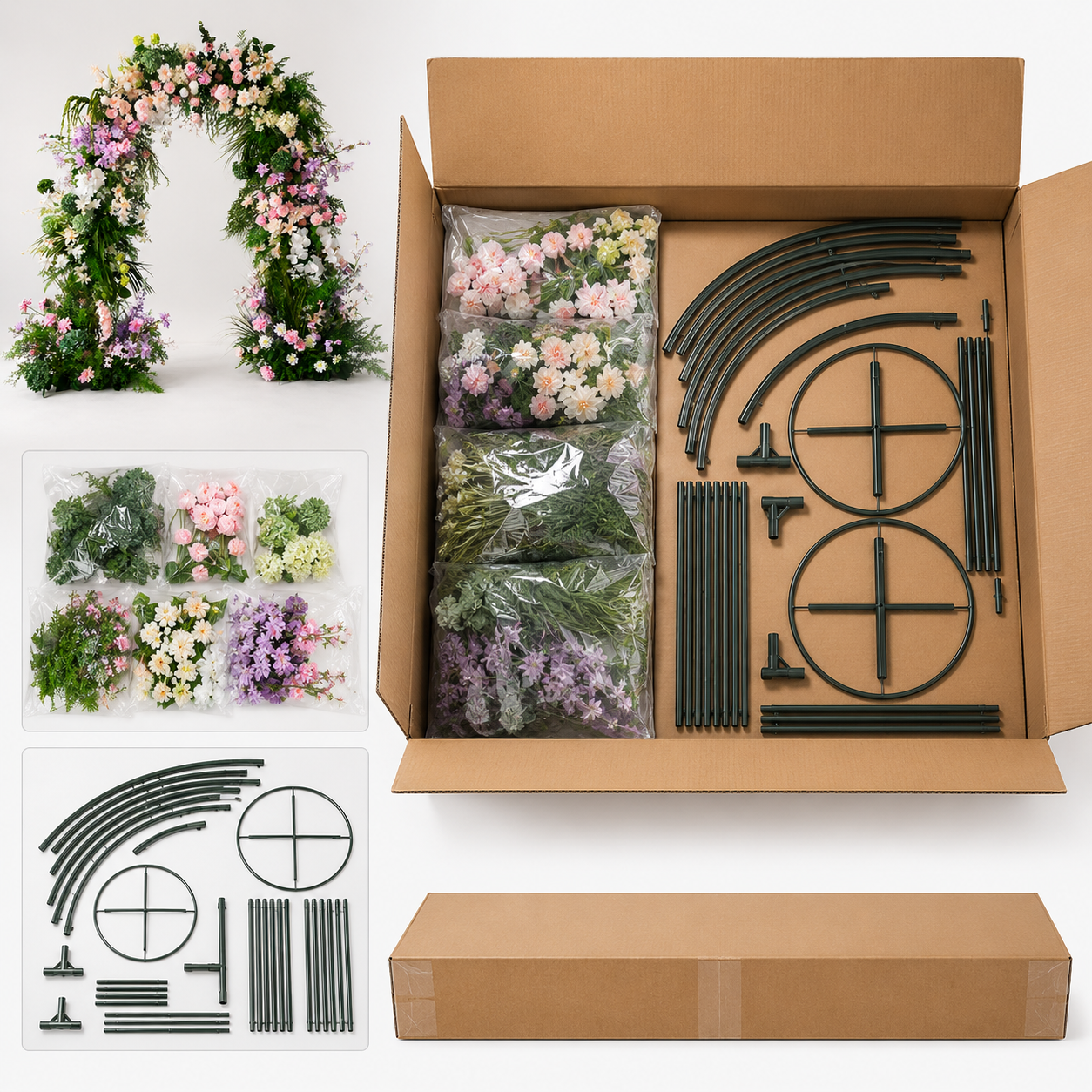 Artificial Floral Arch Decoration with Matching Stand Sage Blush Garden