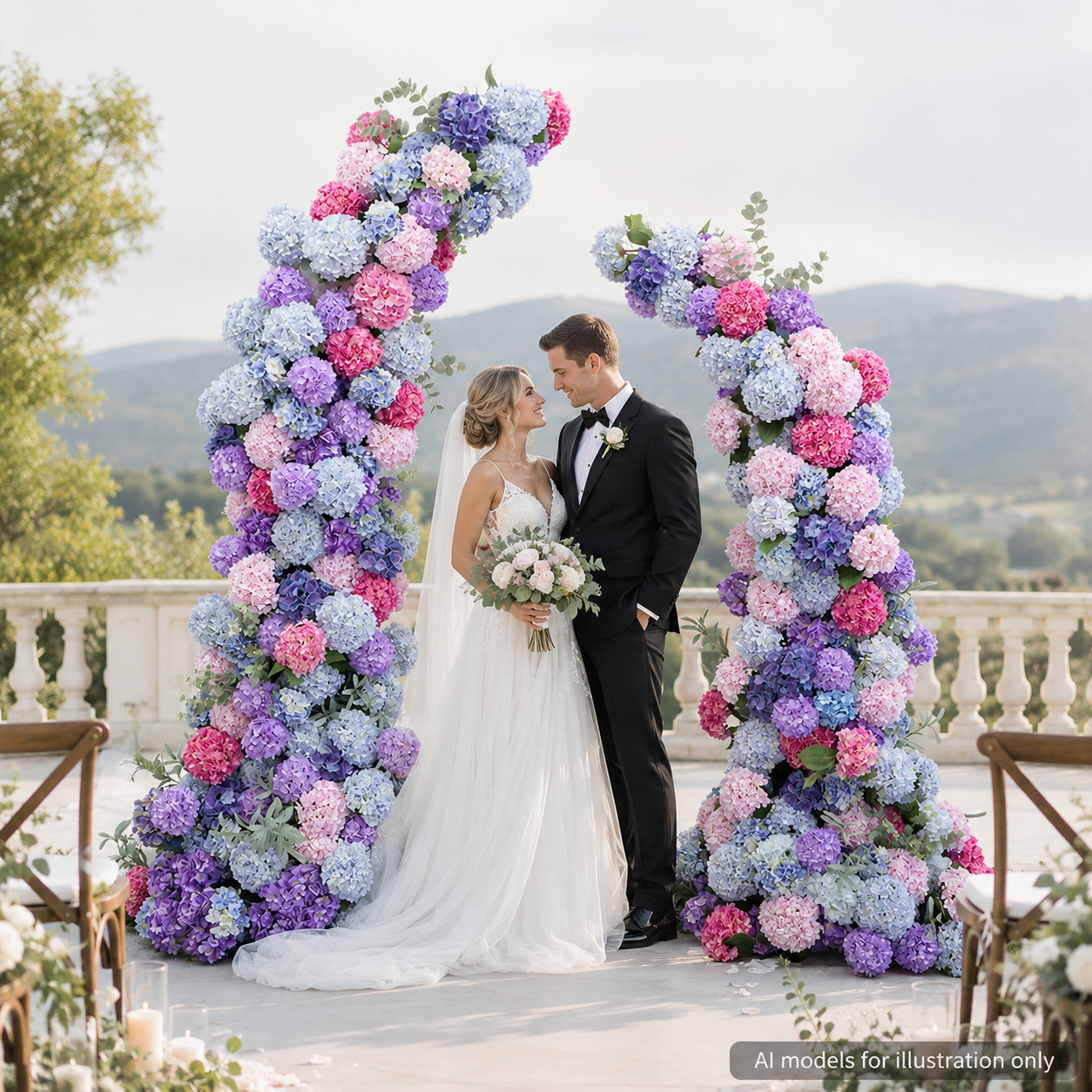 2-Piece Artificial Hydrangea Arch Set for Weddings and Events