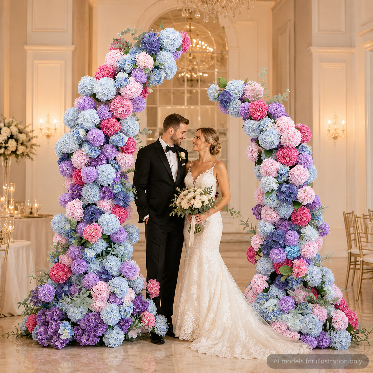 2-Piece Artificial Hydrangea Arch Set for Weddings and Events