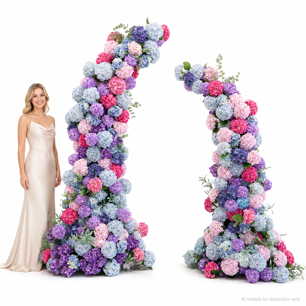2-Piece Artificial Hydrangea Arch Set for Weddings and Events