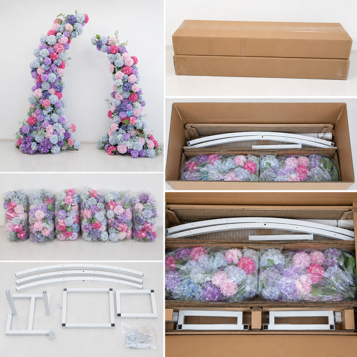 2-Piece Artificial Hydrangea Arch Set for Weddings and Events