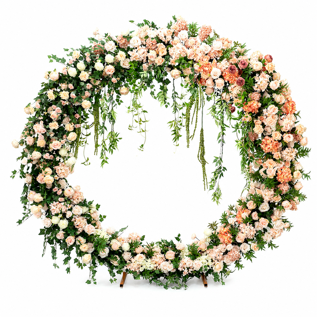 Artificial Round Flower Arch, 6.6 ft Wedding Backdrop Stand champagne