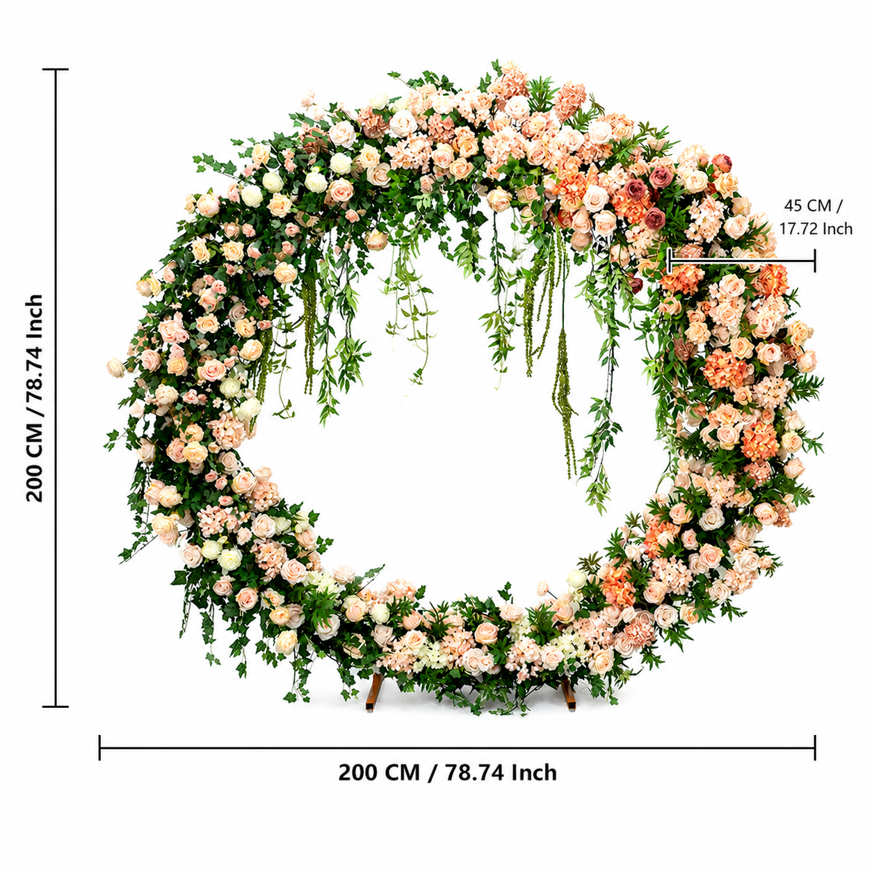 Artificial Round Flower Arch, 6.6 ft Wedding Backdrop Stand champagne