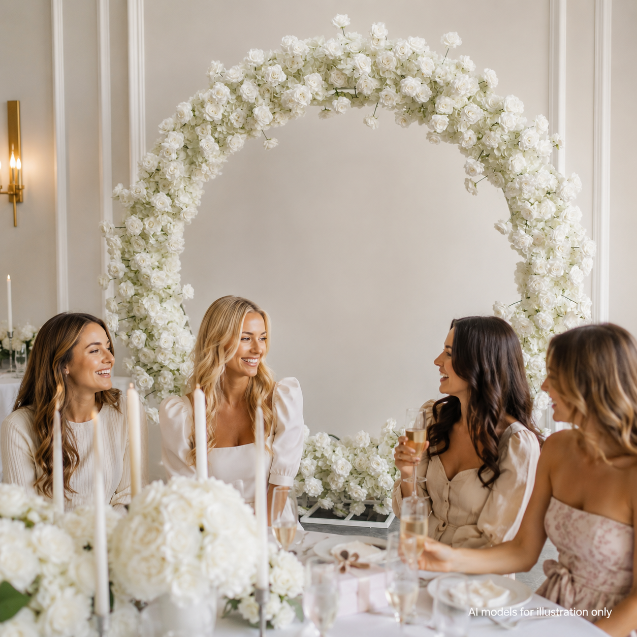 Artificial Round Flower Arch, 6.6 ft Wedding Backdrop Stand white