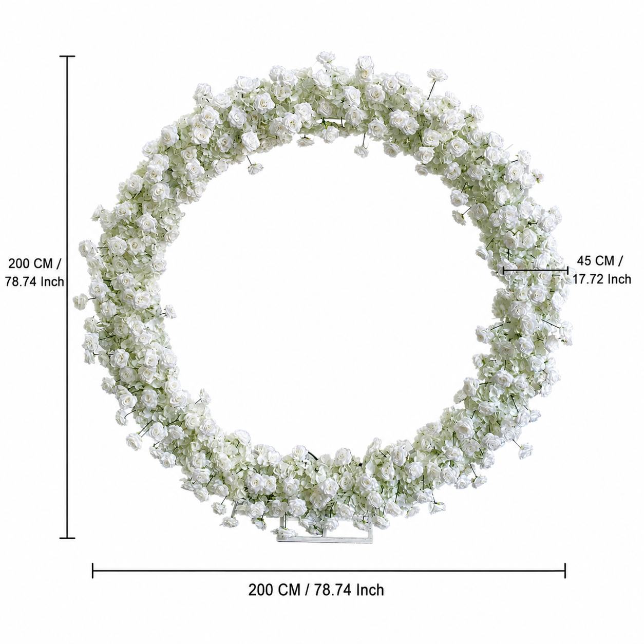 Artificial Round Flower Arch, 6.6 ft Wedding Backdrop Stand white