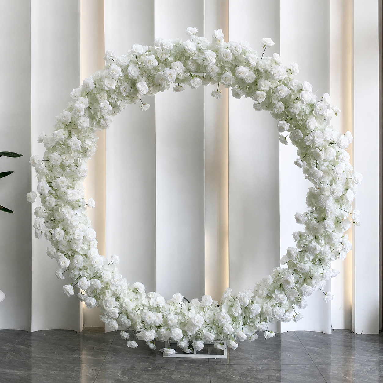 Artificial Round Flower Arch, 6.6 ft Wedding Backdrop Stand white