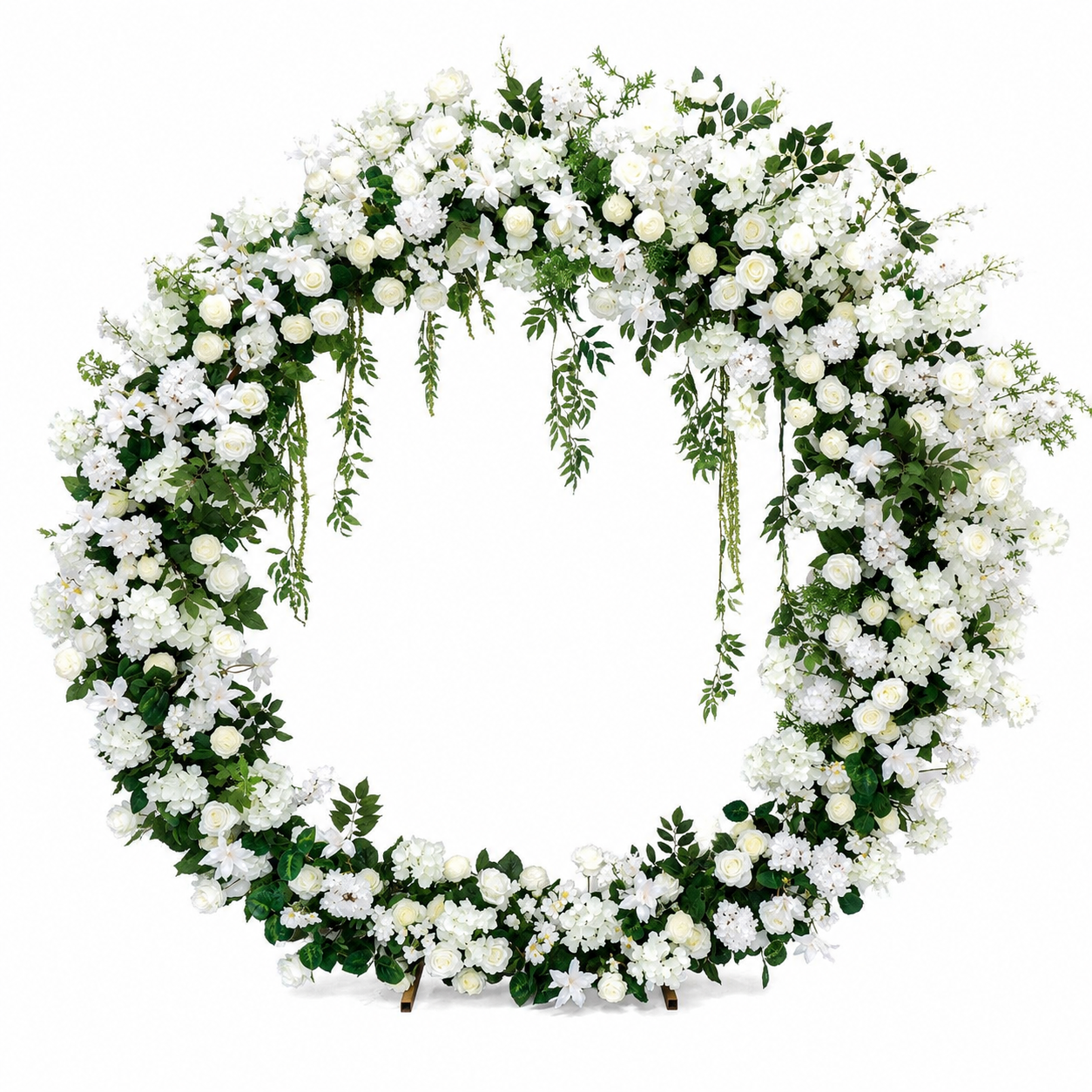 Artificial Round Flower Arch, 6.6 ft Wedding Backdrop Stand white