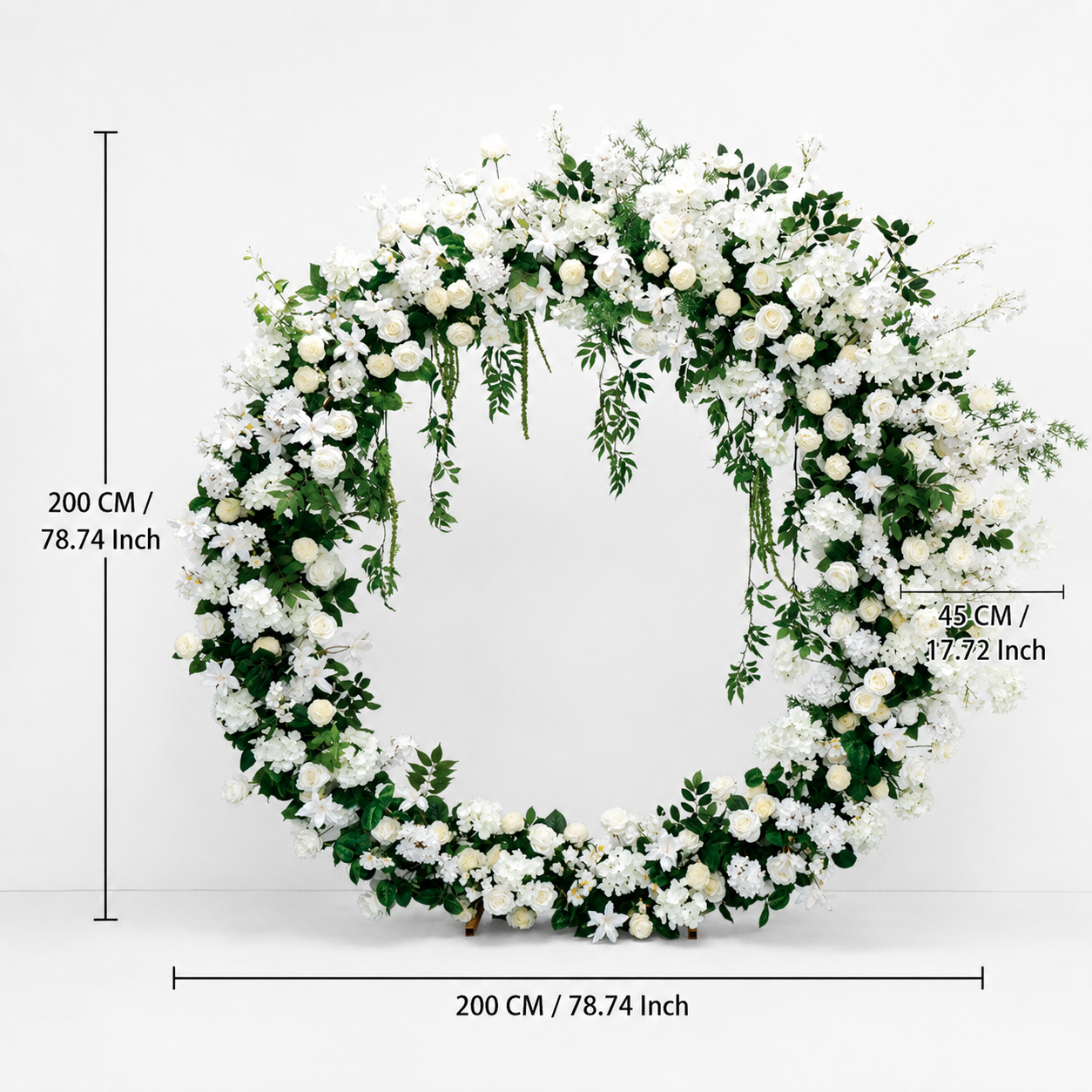 Artificial Round Flower Arch, 6.6 ft Wedding Backdrop Stand white