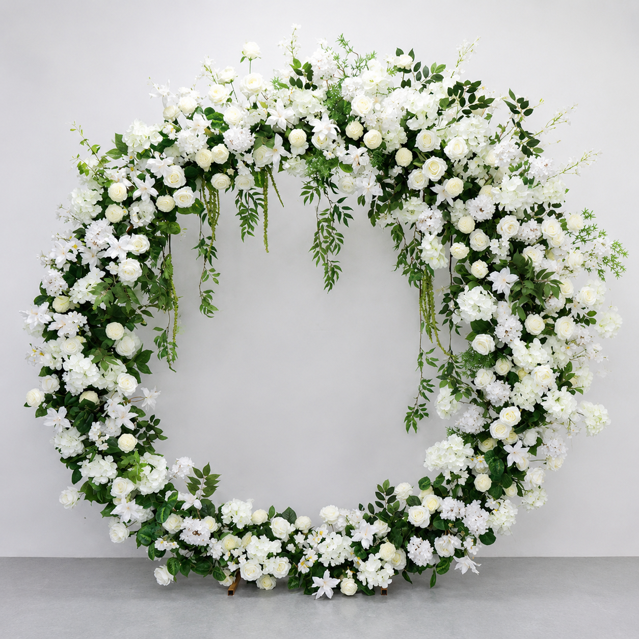 Artificial Round Flower Arch, 6.6 ft Wedding Backdrop Stand white