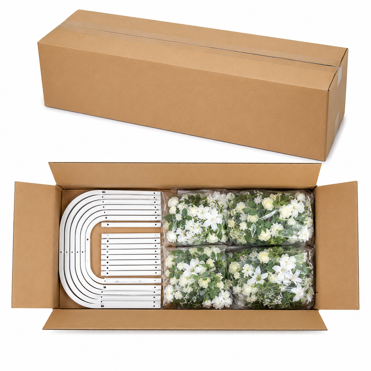 Artificial Round Flower Arch, 6.6 ft Wedding Backdrop Stand white