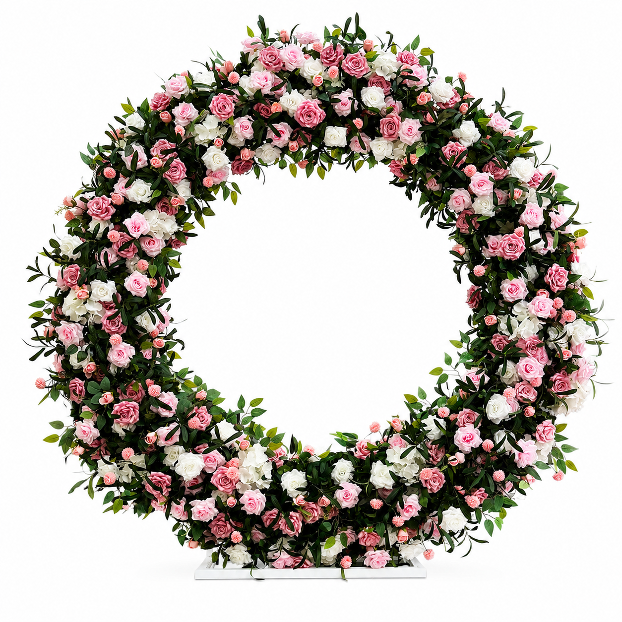 Artificial Round Flower Arch, 6.6 ft Wedding Backdrop Stand  pink