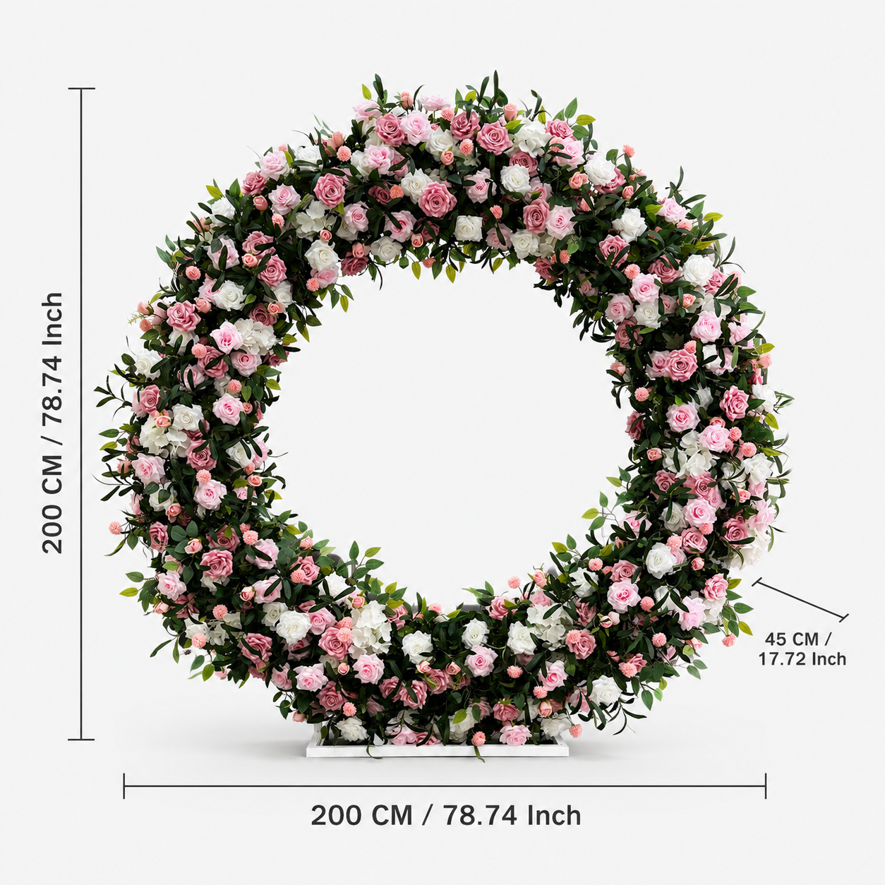 Artificial Round Flower Arch, 6.6 ft Wedding Backdrop Stand  pink
