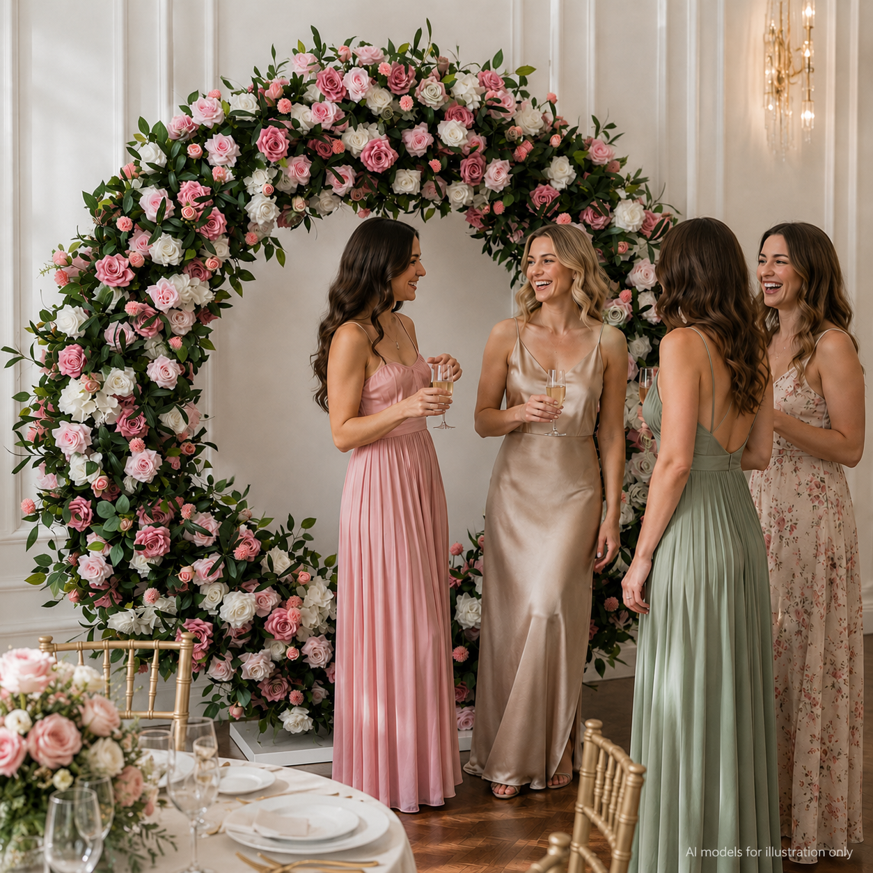 Artificial Round Flower Arch, 6.6 ft Wedding Backdrop Stand  pink