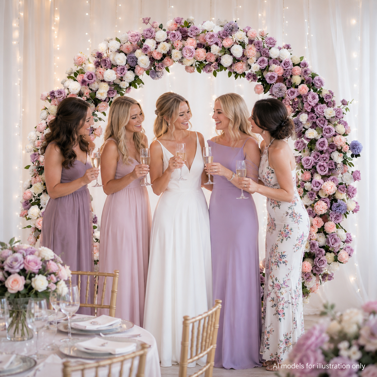 Artificial Round Flower Arch, 6.6 ft Wedding Backdrop Stand purple